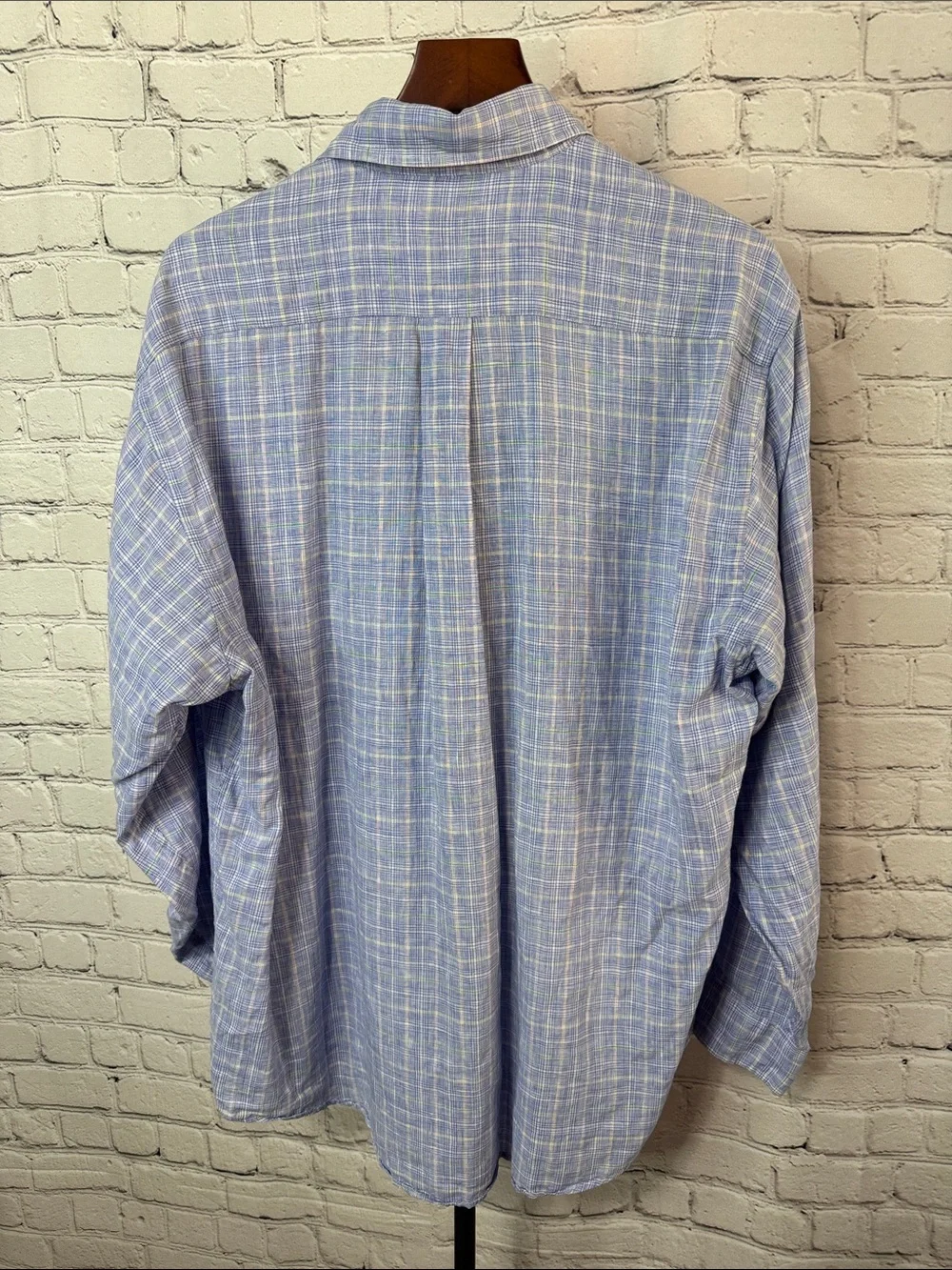 Brooks Brothers LS Irish Linen Plaid button down shirt Size L Large